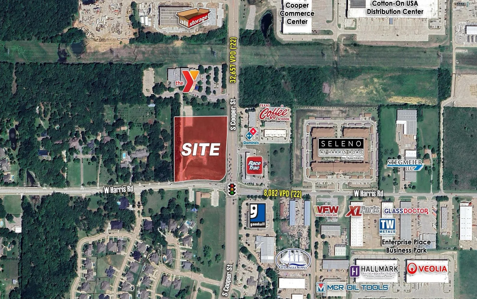 Aerial site map of a current Eagle Nest pad-site opportunity in Arlington, Texas