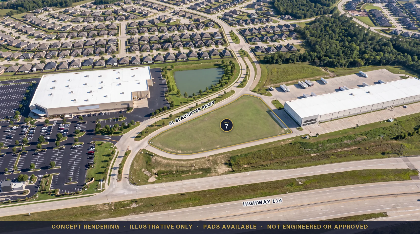 Conceptual rendering of pad 7 on Highway 114 at Al Slaughter Pkwy